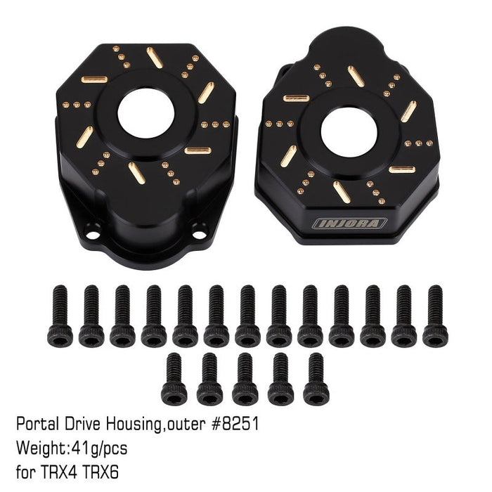 TRX4-8251D-BK INJORA 49g/Pcs Black Brass Outer Portal Drive Housing #8251 For TRX-4 TRX-6