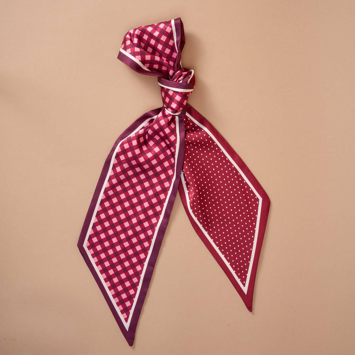 Twirl & Tie Scarf Accessory-Gingham Burgundy - Olita Gifts & Goods