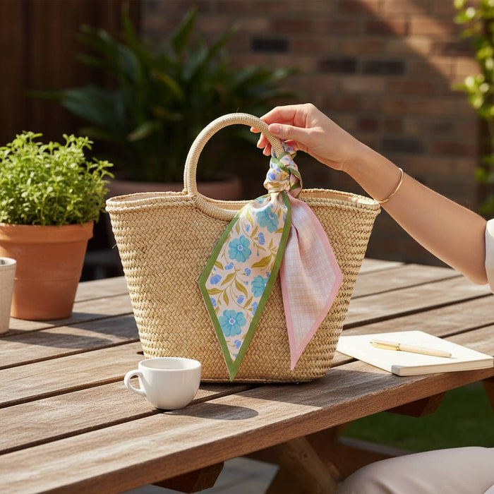 Twirl & Tie Scarf Accessory–Poppin' Petals Aqua - Olita Gifts & Goods