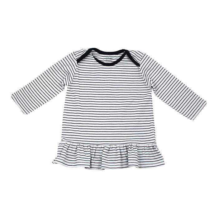 Viverano Venice Stripe Organic Cotton Jersey Long Sleeve Dress Top for Baby Girls (2 Colors)