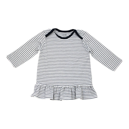 Viverano Venice Stripe Organic Cotton Jersey Long Sleeve Dress Top for Baby Girls (2 Colors)
