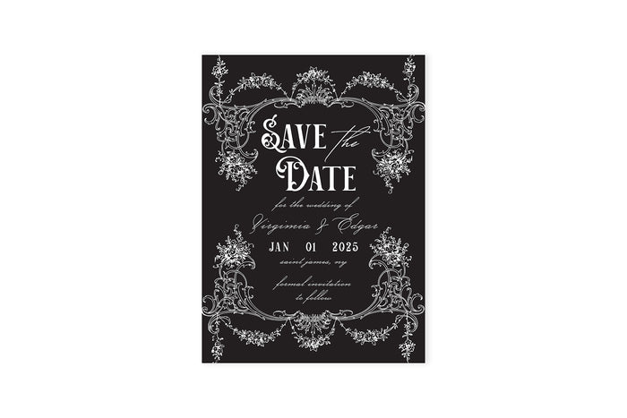 Victorian Save The Date - White Ink