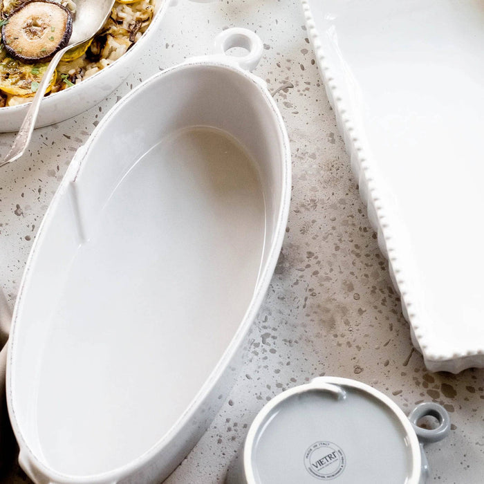 Vietri - Lastra Handled Oval Baker - White - Findlay Rowe Designs