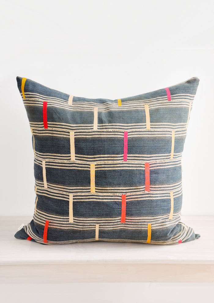 Vintage Embroidered Indigo Pillow in  - LEIF