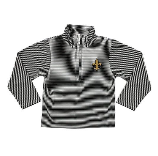 VLF Fleur de Lis Emb 1/4 Zip-Black/White