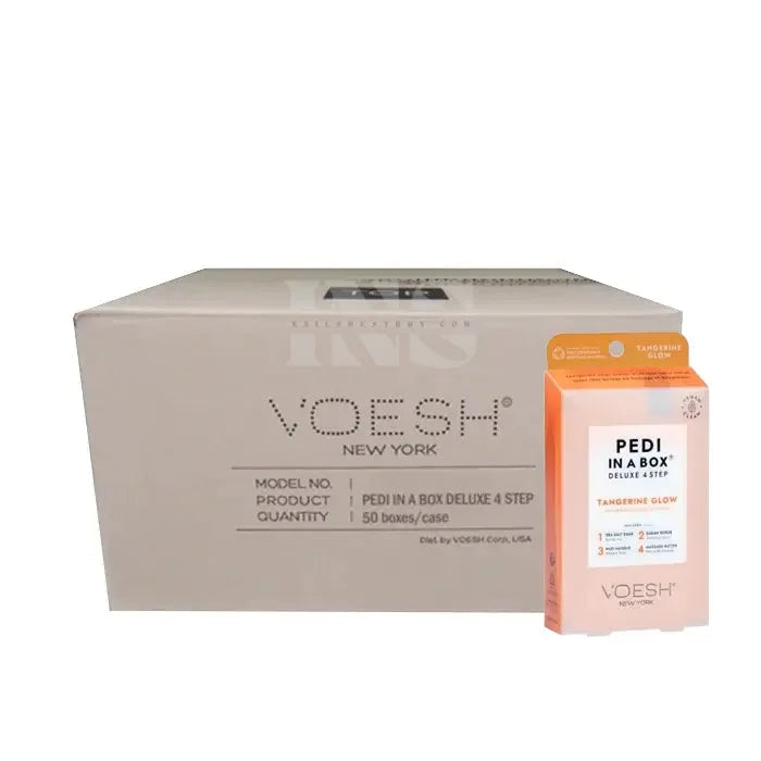 VOESH Deluxe Pedicure In A Box 4 In 1 (Case 50 packs) - Tangerine Glow