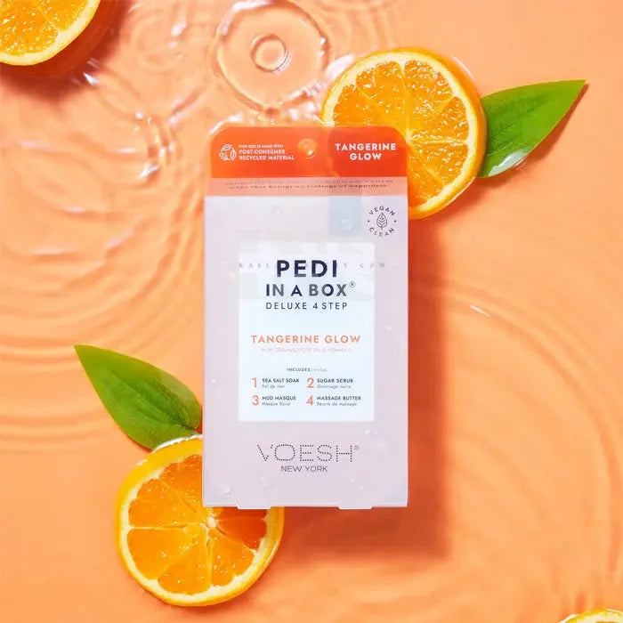VOESH Deluxe Pedicure In A Box 4 In 1 (Case 50 packs) - Tangerine Glow