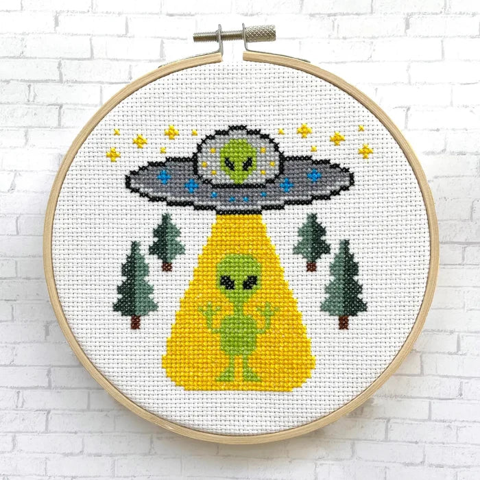 We Are Not Alone Alien Cross Stitch Kit