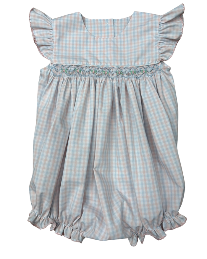 Whimsy Bay Smocked Bubble-Pink/Blue Gingham