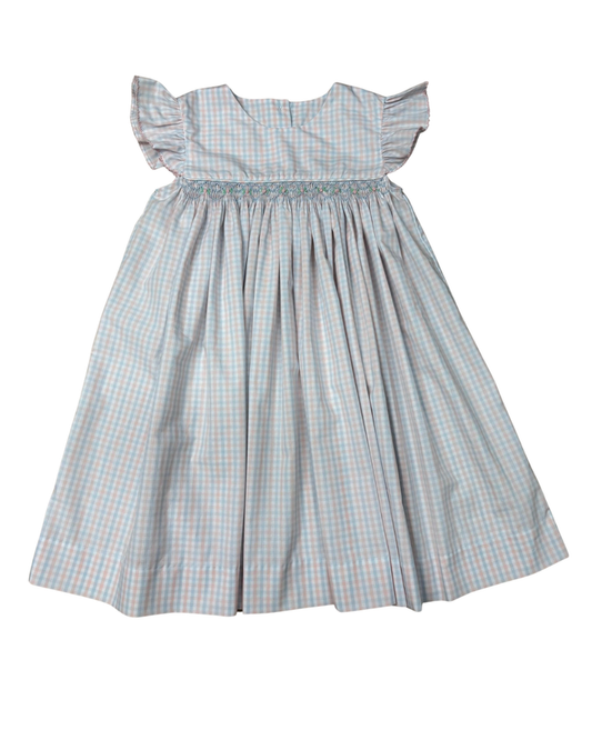 Whimsy Bay Smocked Dress-Pink/Blue Gingham