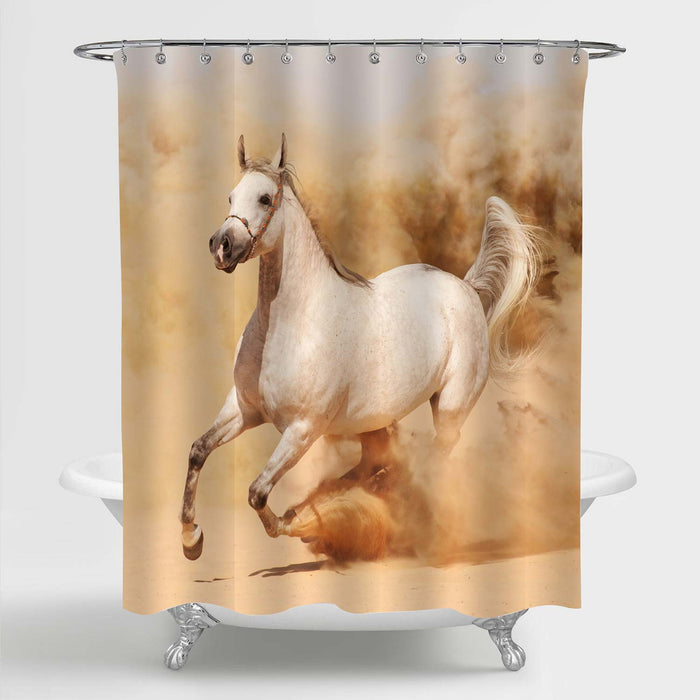 White Horse Running in the Sand Shower Curtain