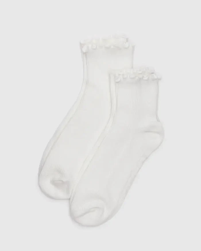 White Lettuce Edge Sock Set of 2