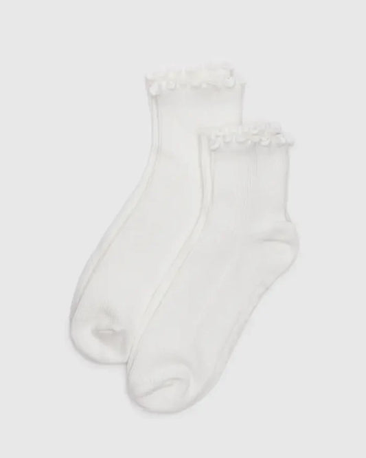 White Lettuce Edge Sock Set of 2
