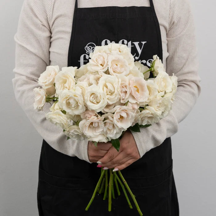 Creamy White Bulk Spray Roses Apron - Image