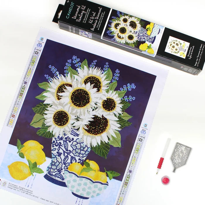 White Sunflowers Diamond Painting Kit