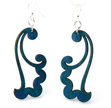Wind blowing curling gust earrings, eco-friendly laser-cut jewelry made in USA