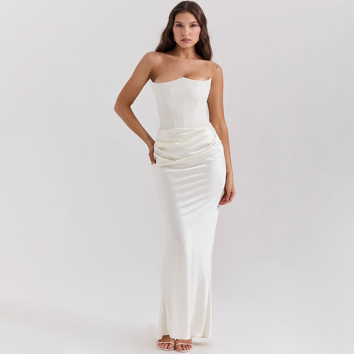 Women's Tube Top Evening Dress - Backless Party Dress
