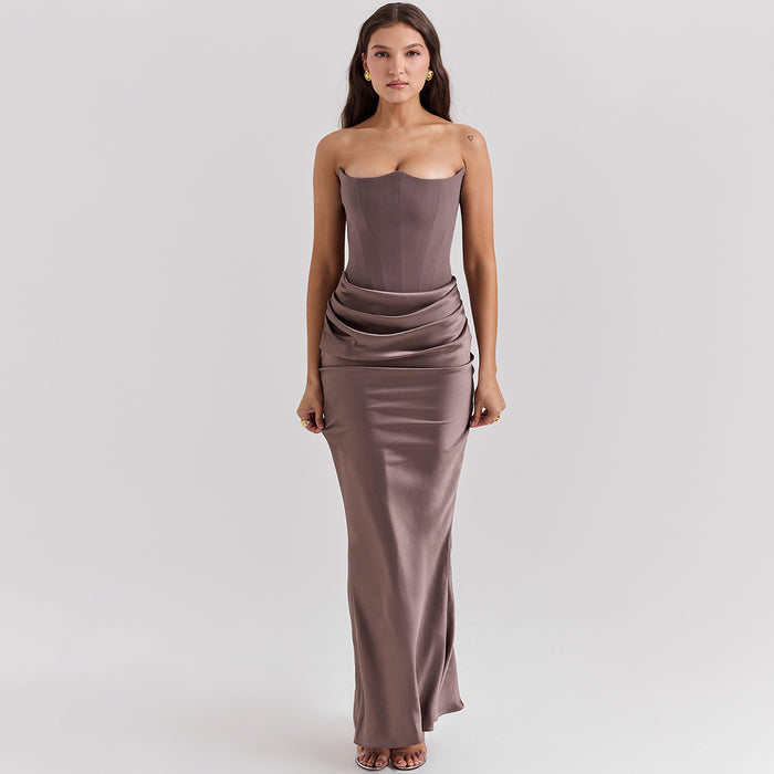 Women's Tube Top Evening Dress - Backless Party Dress