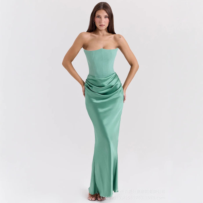 Women's Tube Top Evening Dress - Backless Party Dress
