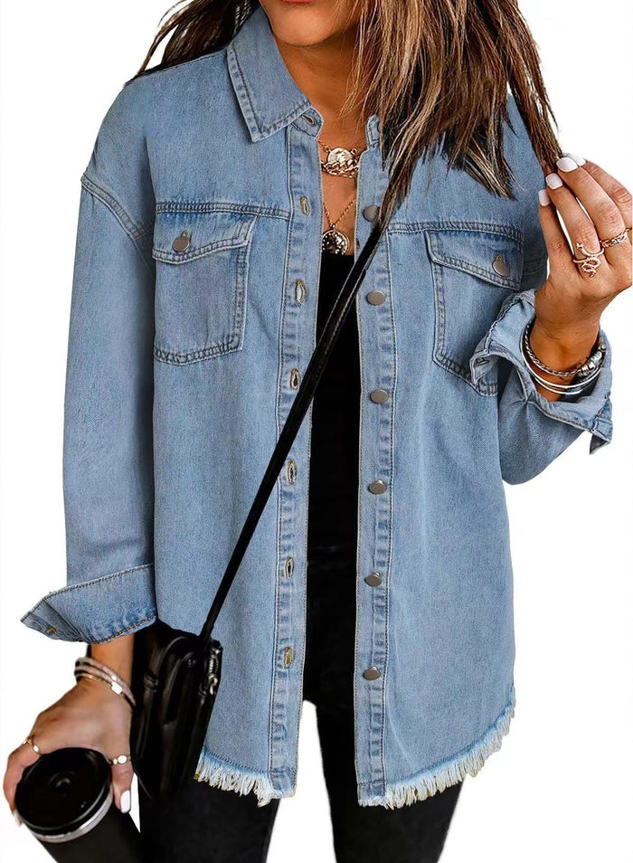 Women's Washed Denim Shirt Jacket — 12 Colours Cotton Jacket