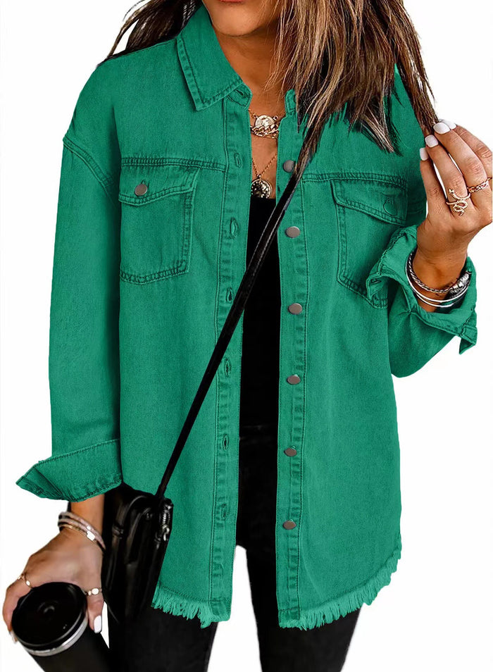 Women's Washed Denim Shirt Jacket — 12 Colours Cotton Jacket
