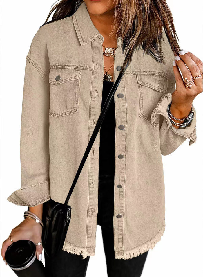 Women's Washed Denim Shirt Jacket — 12 Colours Cotton Jacket