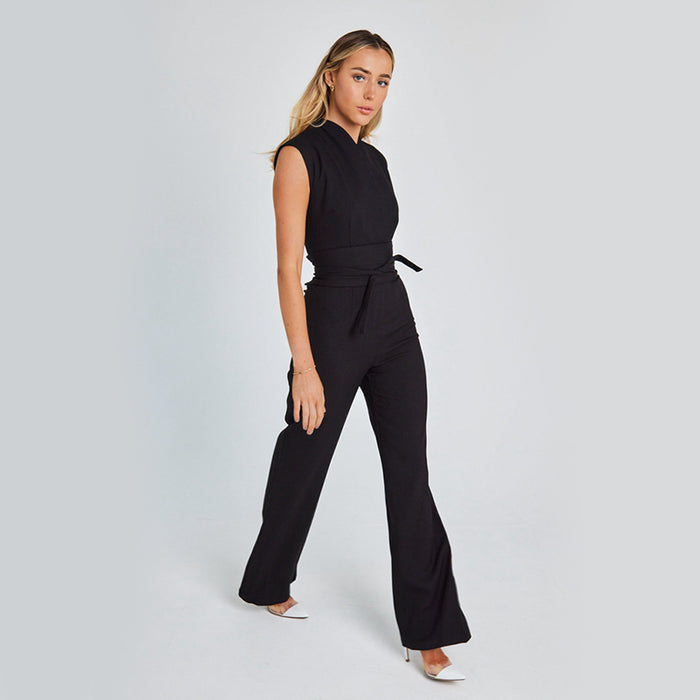 Women's Wide Leg Jumpsuit - Sleeveless V-Neck Summer Romper