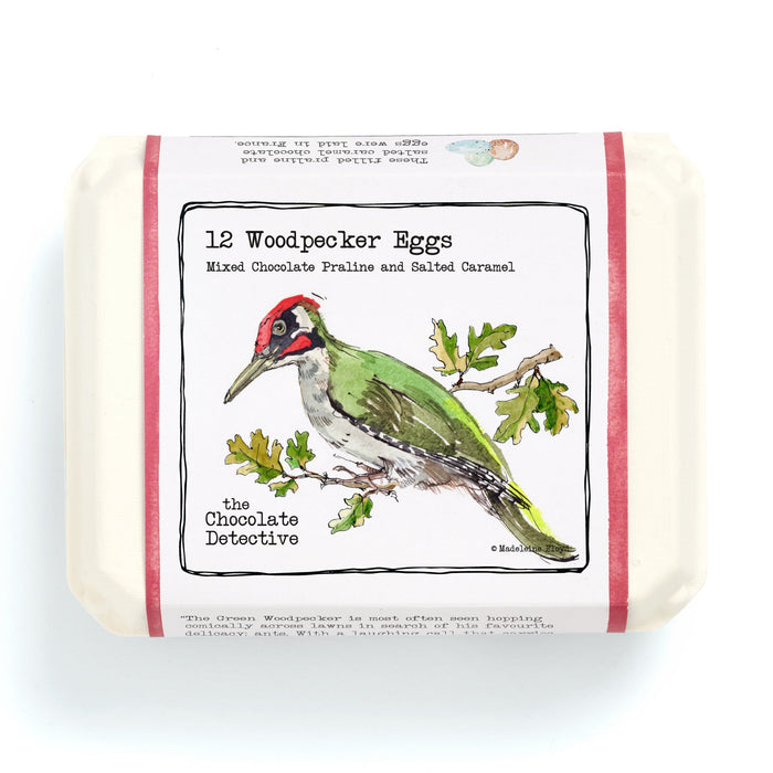 Bar of soap with a woodpecker illustration on a white background