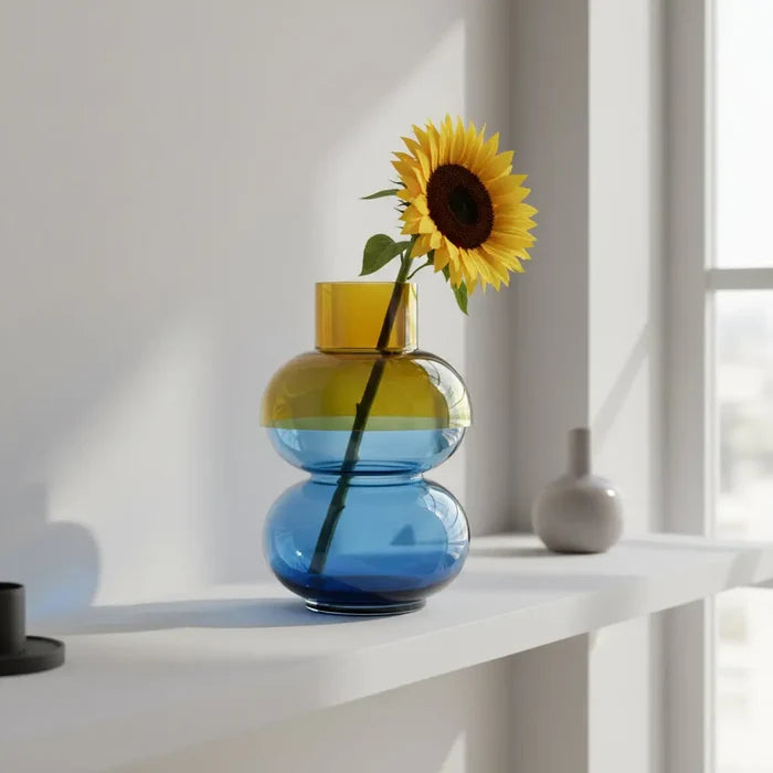 Yellow Blue Large Bubble Vase