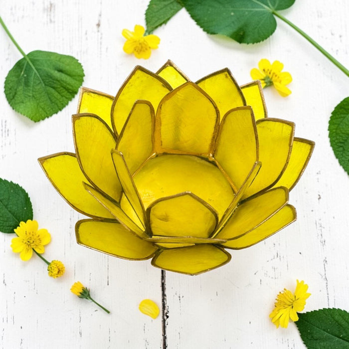 Yellow Capiz Shell Candle Holder
