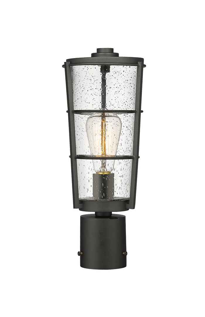 Outdoor Post Mount Fixture Z-Lite 591PHM-BK Black Helix 1 Light Outdoor Post Mount Fixture Z-Lite