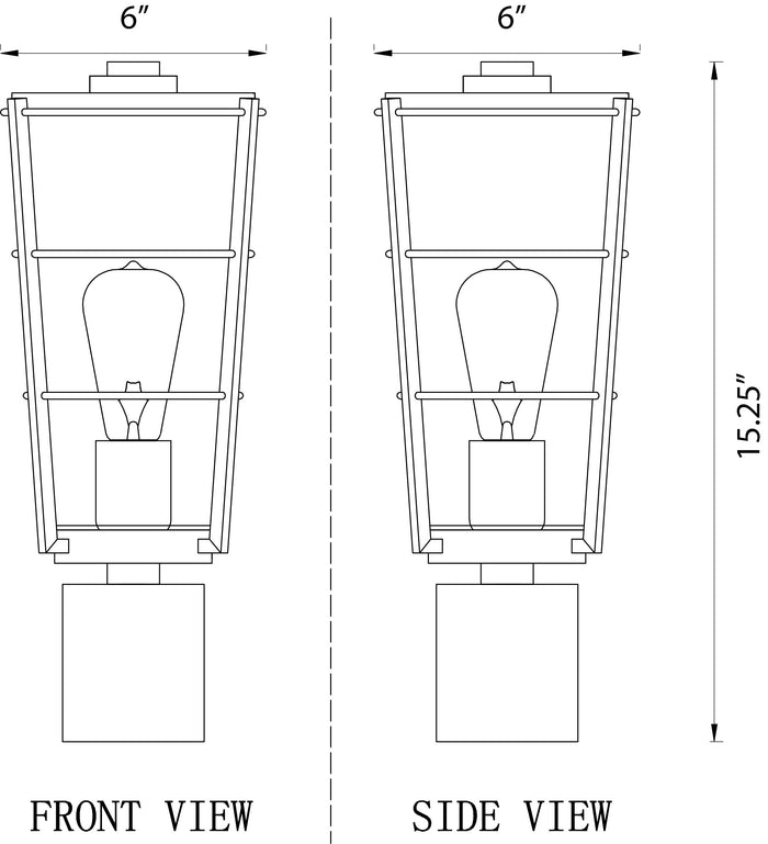 Outdoor Post Mount Fixture Z-Lite 591PHM-BK Black Helix 1 Light Outdoor Post Mount Fixture Z-Lite