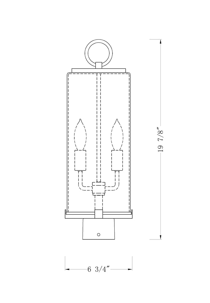 Outdoor Post Mount Fixture Z-Lite 592PHMS-BK Black Sana 2 Light Outdoor Post Mount Fixture Z-Lite