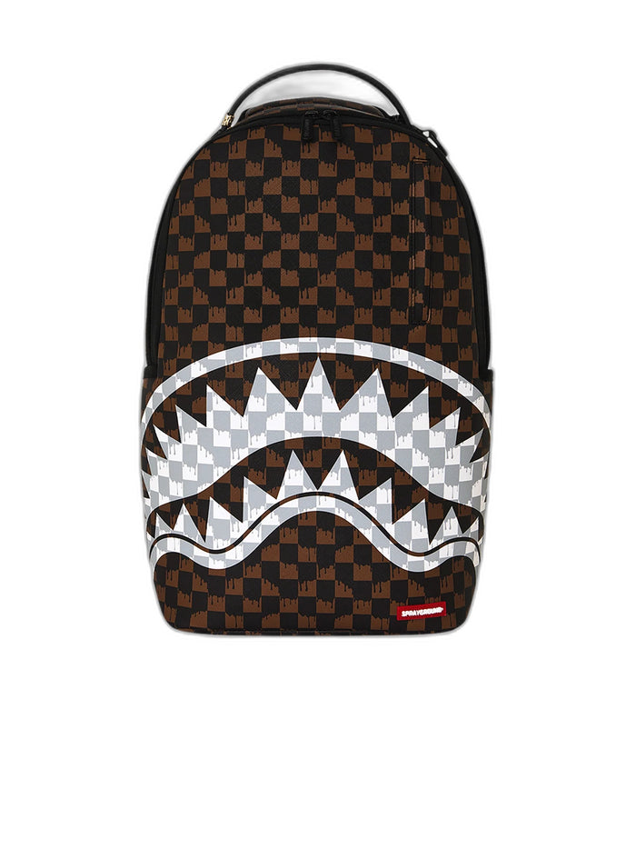 SPRAYGROUND Zaino Drip Check Shark marrone 910B8552NSZ DRIPCHECKSHARK-BROWN AND CREAM